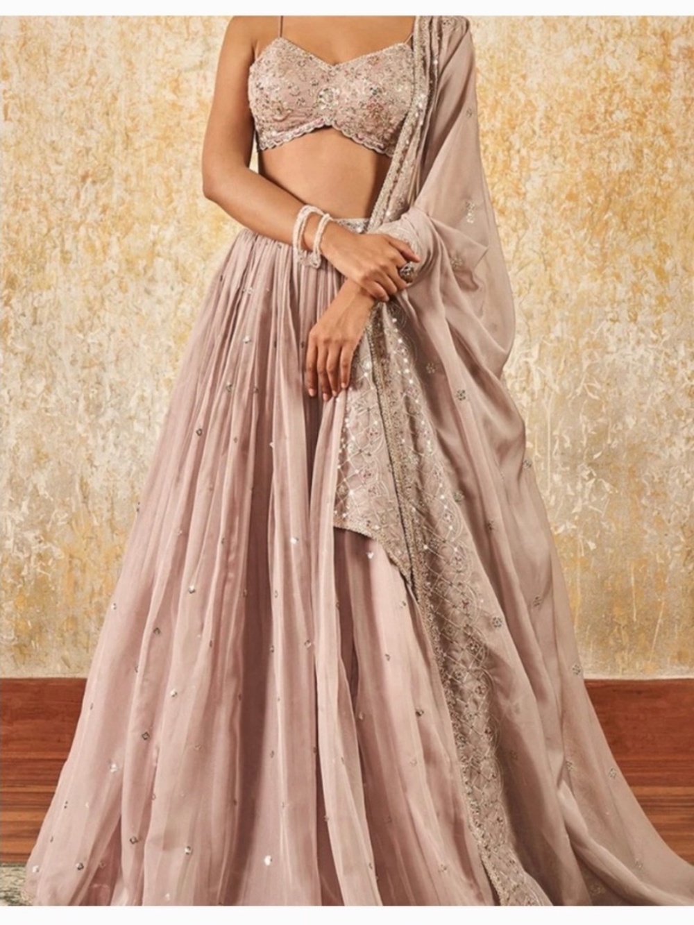 Lashkaraa dusty pink embroidered lehenga
